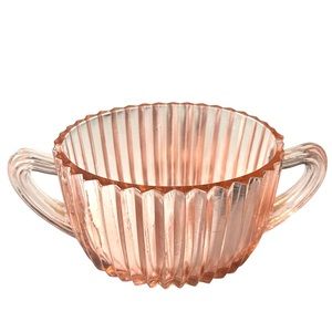 Pink Depression Glass Ribbed Sugar Bowl